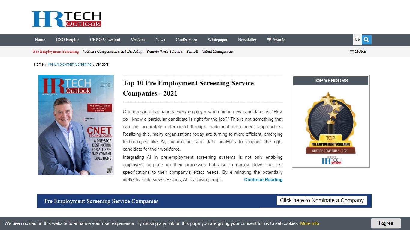 Top 10 Pre Employment Screening Service Companies - 2021 - HR Tech Outlook