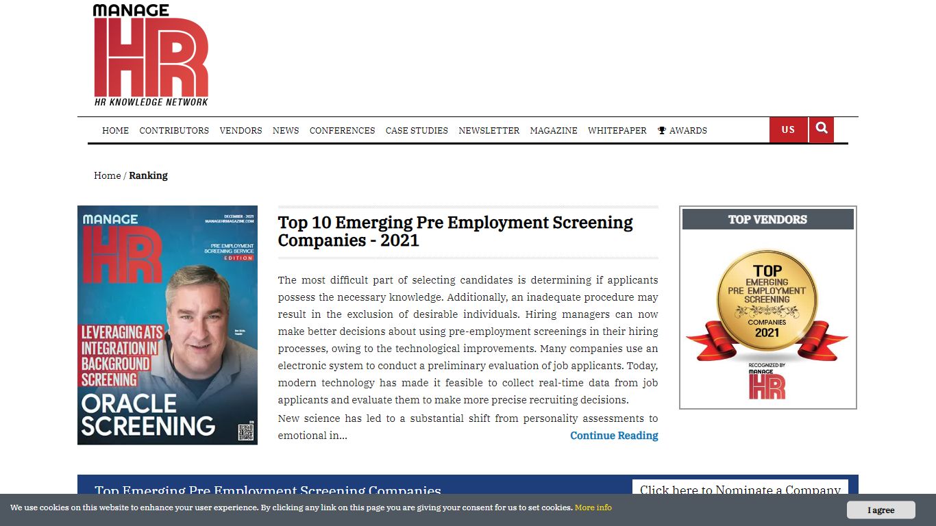 Top 10 Emerging Pre Employment Screening Companies - 2021